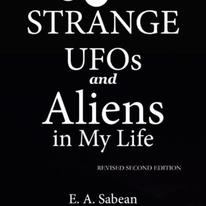 Strange UFOs and Aliens book cover with white title text on a dark night time highway with three white lights in the sky